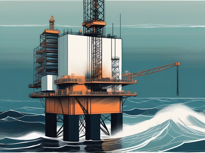 An offshore oil rig with a temporary power source like a generator connected to it