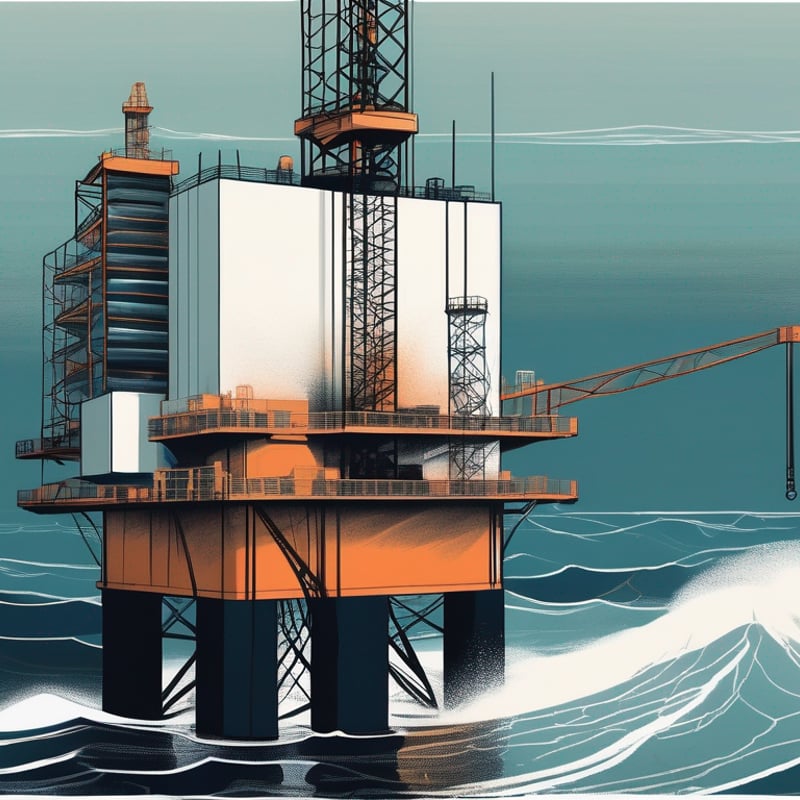An offshore oil rig with a temporary power source like a generator connected to it