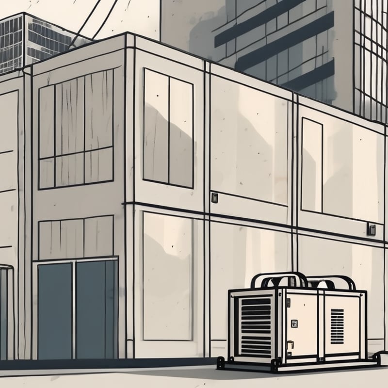 A generator from pon energy rental providing temporary power to a building in the midst of a citywide power outage